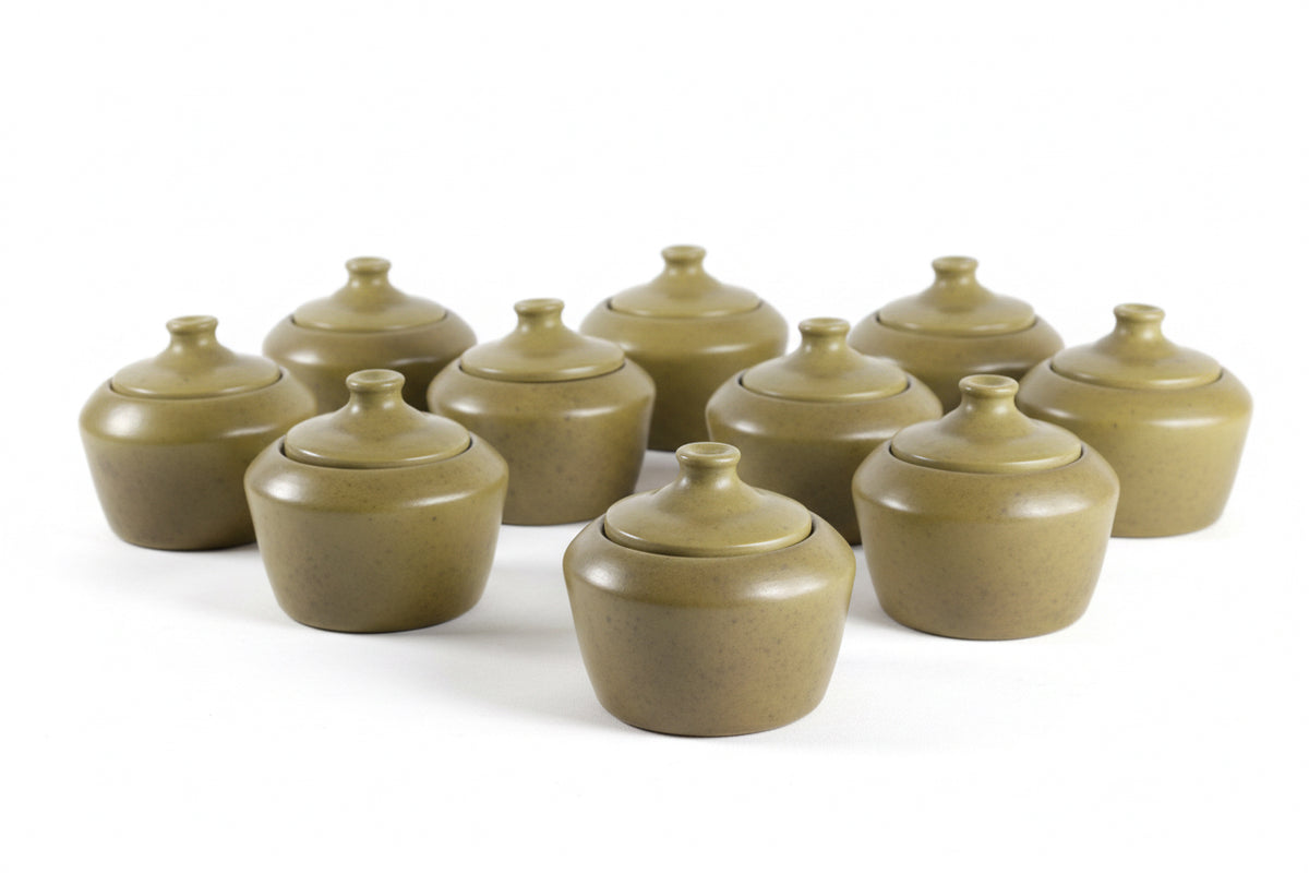 Azucarera verde olivo - 12 cm. 4.7 in. - Artesanía al Mayoreo