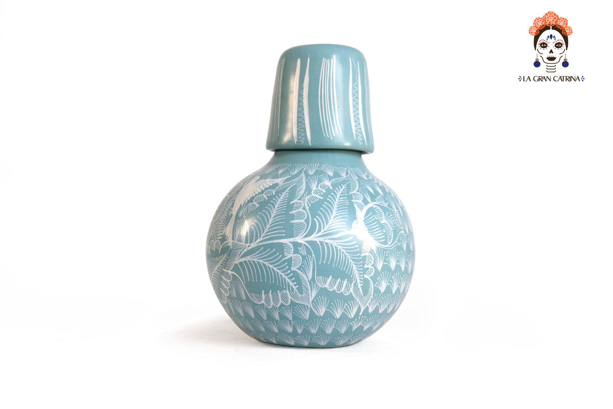 Jarrón Botellón Azul Turquesa - 23 cm. 09 in.