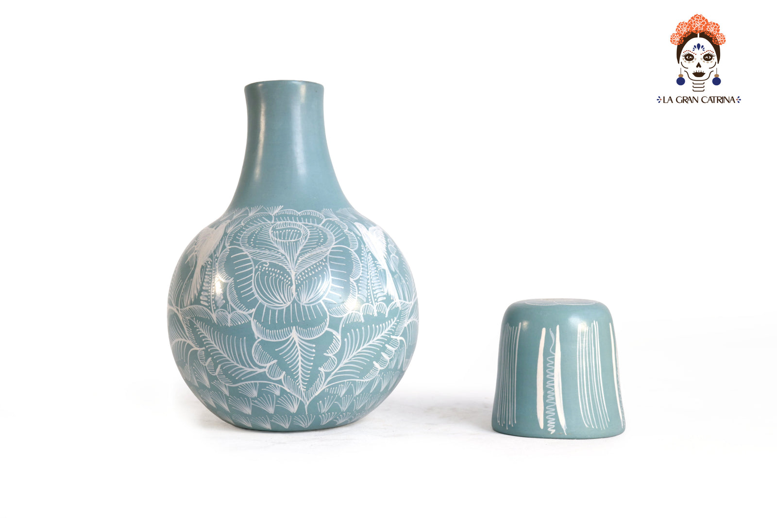 Jarrón Botellón Azul Turquesa - 23 cm. 09 in. Huancito