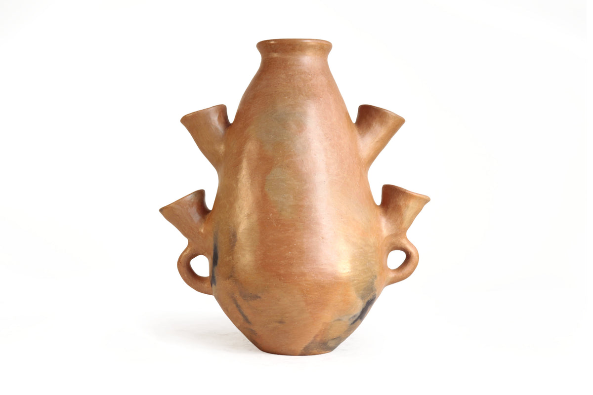 Jarrón Mixe Ancestral con 5 Bocas y Asas Inferiores - 35.3 cm. 13.9 in. Mixe