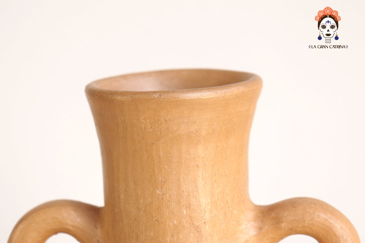 Jarrón Mixe Ancestral con Cuello Alto y 6 Asas - 25 cm. 10 in. Mixe