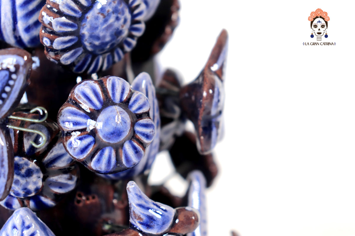 Set de 3 Porta Cirio Azul - Barro vidriado - 29 cm. 11.4 in.