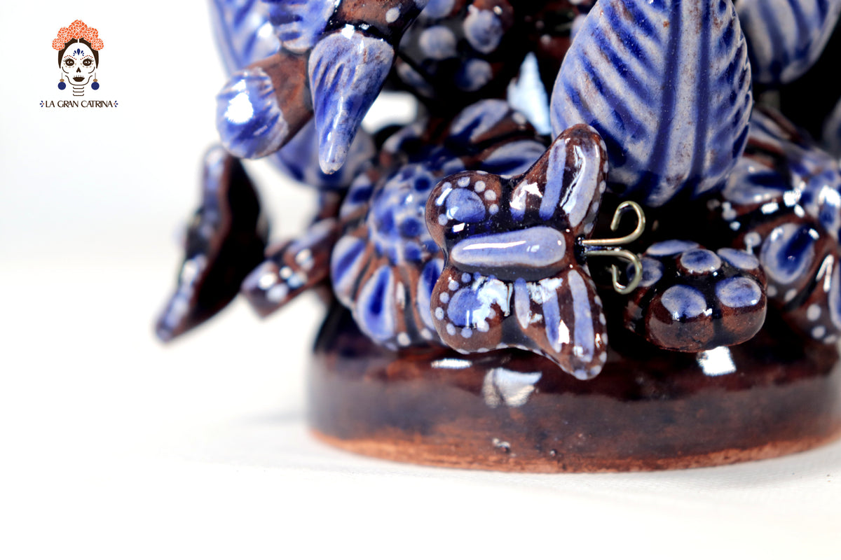 Set de 3 Porta Cirio Azul - Barro vidriado - 29 cm. 11.4 in.