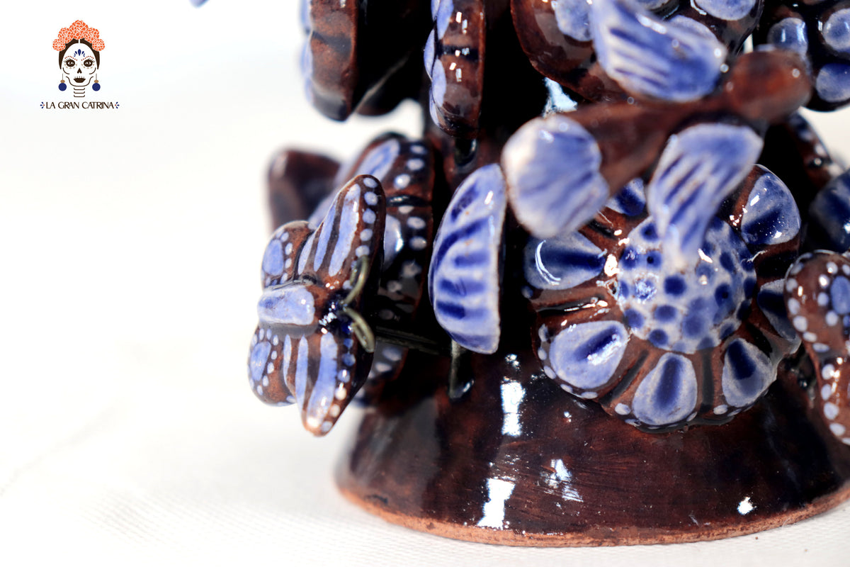 Set de 3 Porta Cirio Azul - Barro vidriado - 29 cm. 11.4 in.