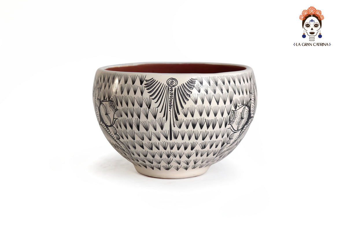Par de Macetas Blancas con Flores y Colibríes - 25 cm. 10 in.