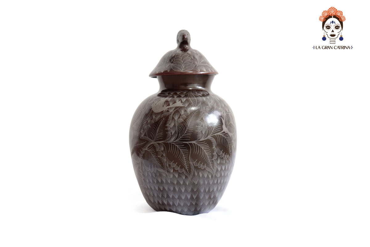 Jarrón Café con Pez y Flores - 34.5 cm. 13.5 in. (Copy) Huancito