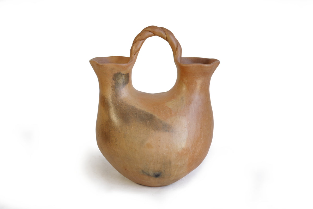 Vasija Mixe Ancestral con 2 bocas asa cola de tlacuache - 24 Cm. 9.4 In. Mixe