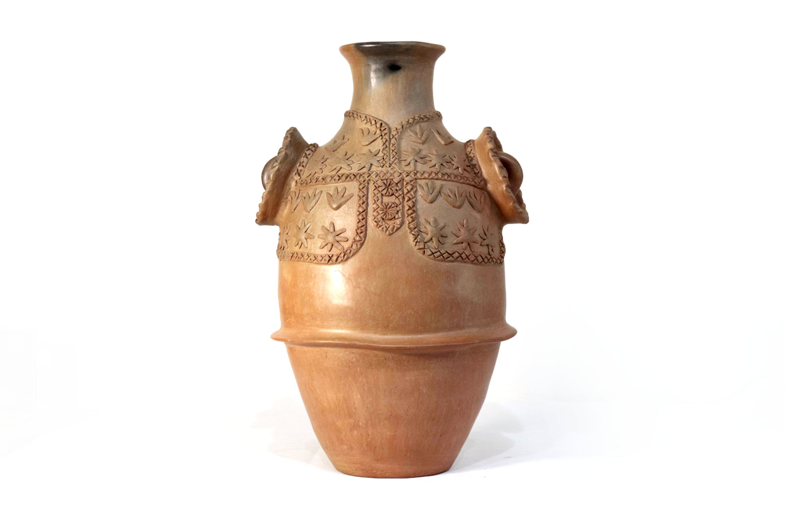 Vasija Mixe Huipil Tlahui de Barro Natural - 38 Cm. 14.9 In. Mixe