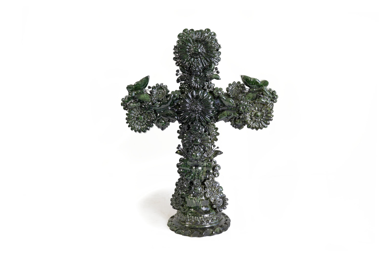 Cruz verde - Barro vidriado - 25 cm. 10 in. Vidriado Santa Fe