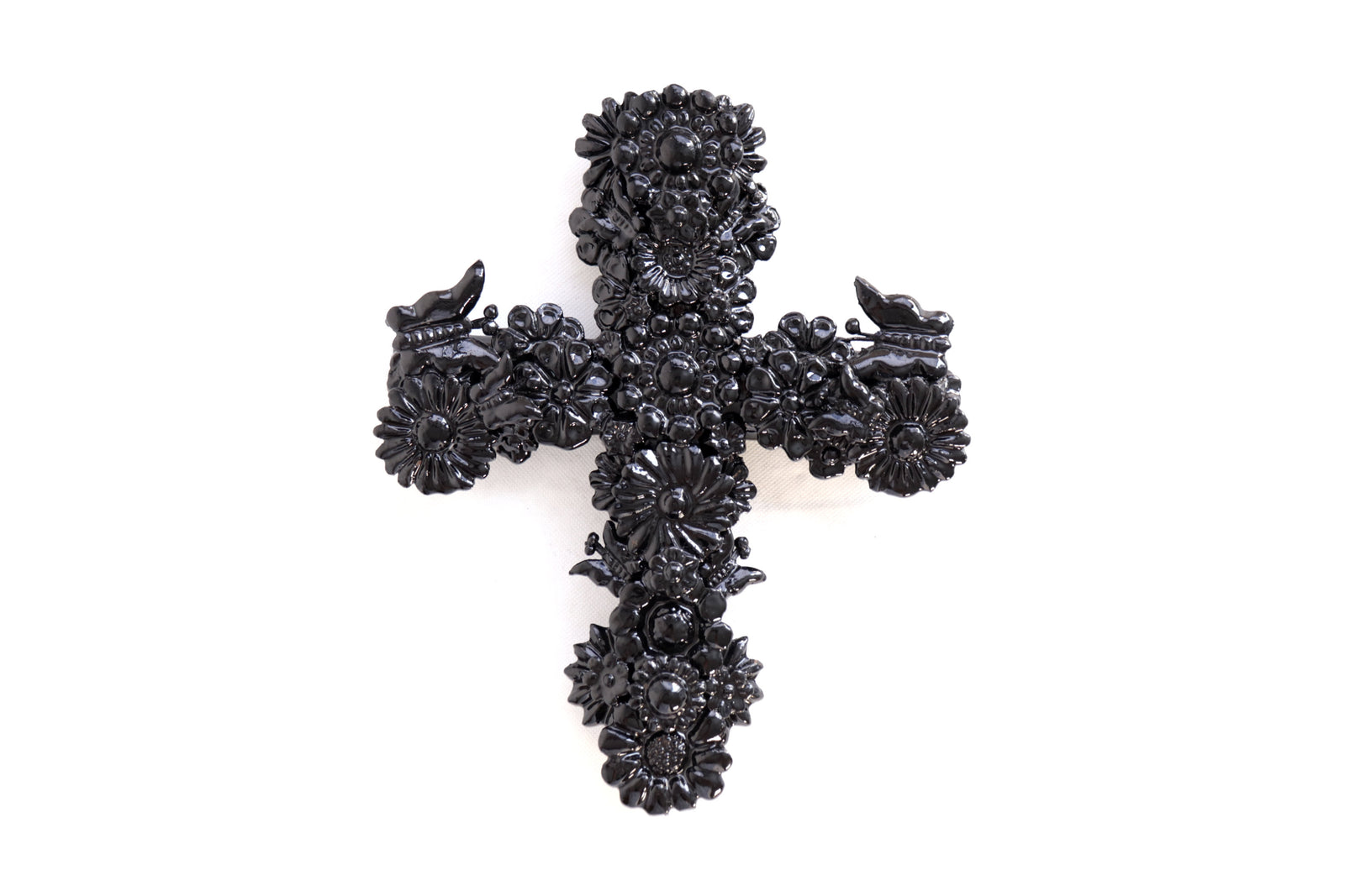 Cruz Negra de Pared - 28 cm. 11 in. Vidriado Santa Fe