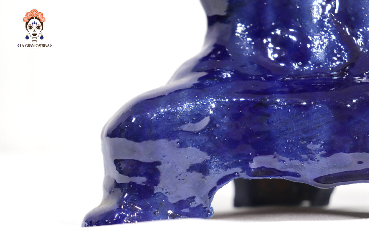 Candelero azul de 5 velas - Barro vidriado - 50 cm. 20 in.