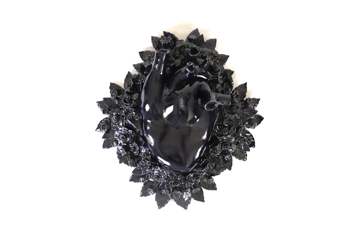 Corazon Azul de pared - Barro vidriado - 38.5 cm. 15.1 in.