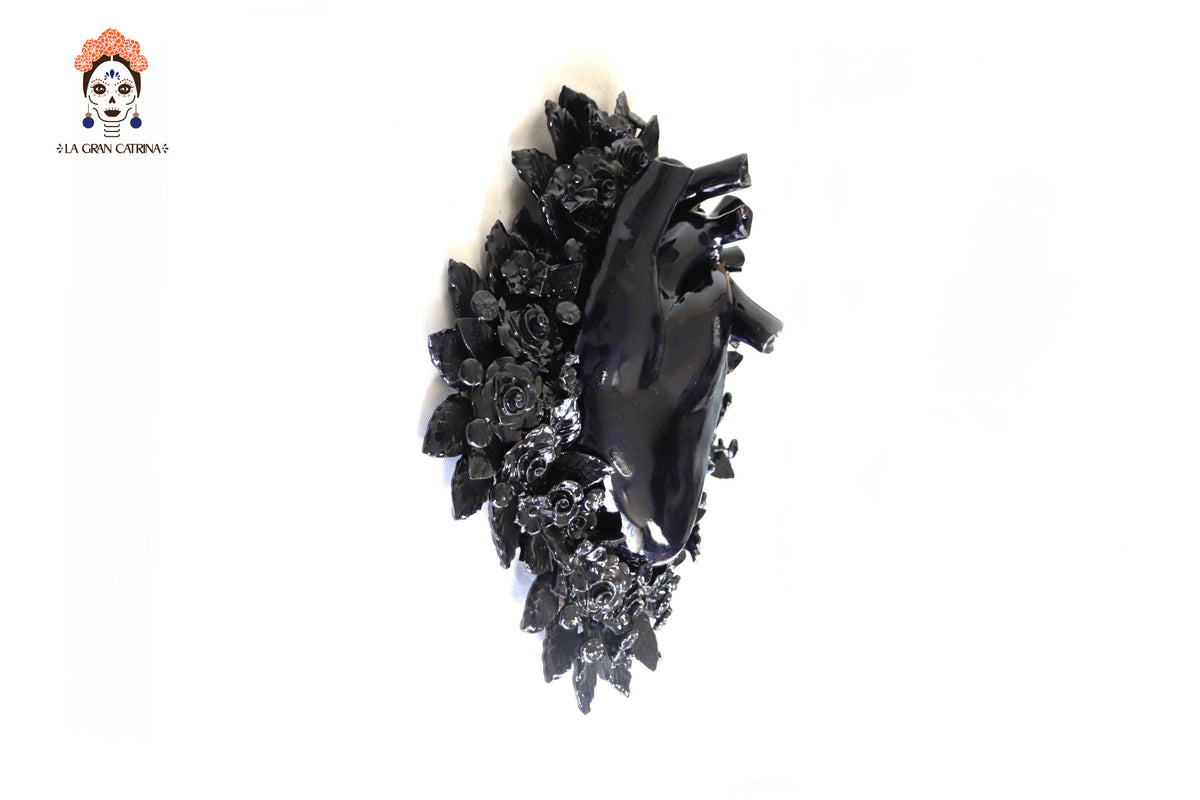 Corazon Azul de pared - Barro vidriado - 38.5 cm. 15.1 in.