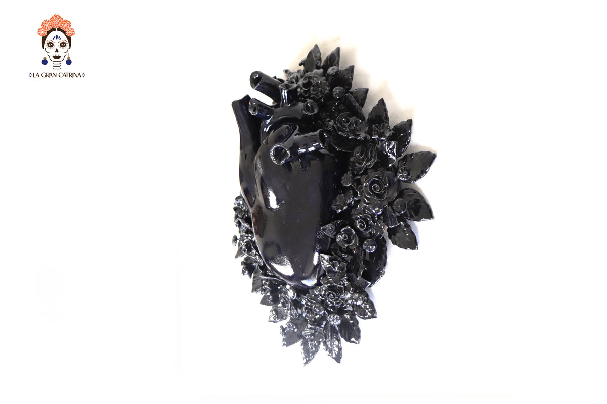 Corazon Azul de pared - Barro vidriado - 38.5 cm. 15.1 in.