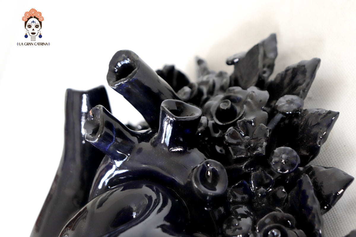 Corazon Azul de pared - Barro vidriado - 38.5 cm. 15.1 in.