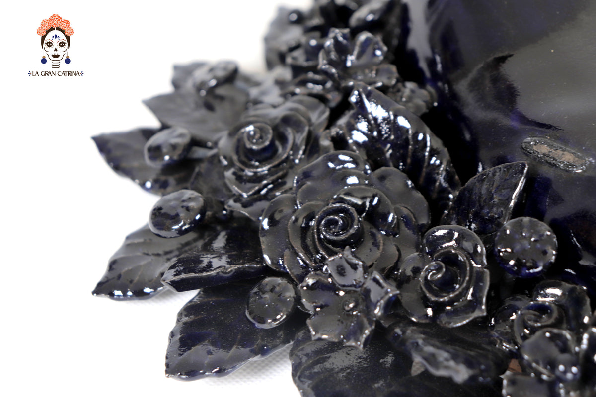 Corazon Azul de pared - Barro vidriado - 38.5 cm. 15.1 in.