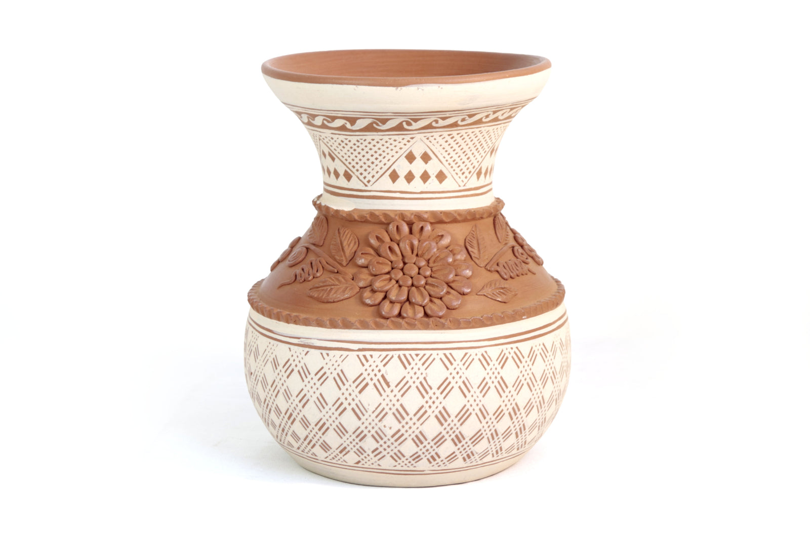 Jarrón Flor de Barro - Patamban - 25 cm. 9.8 in. Artesanía