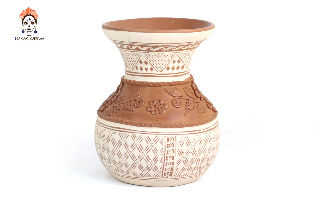 Jarrón Flor de Barro - Patamban - 25 cm. 9.8 in. Artesanía
