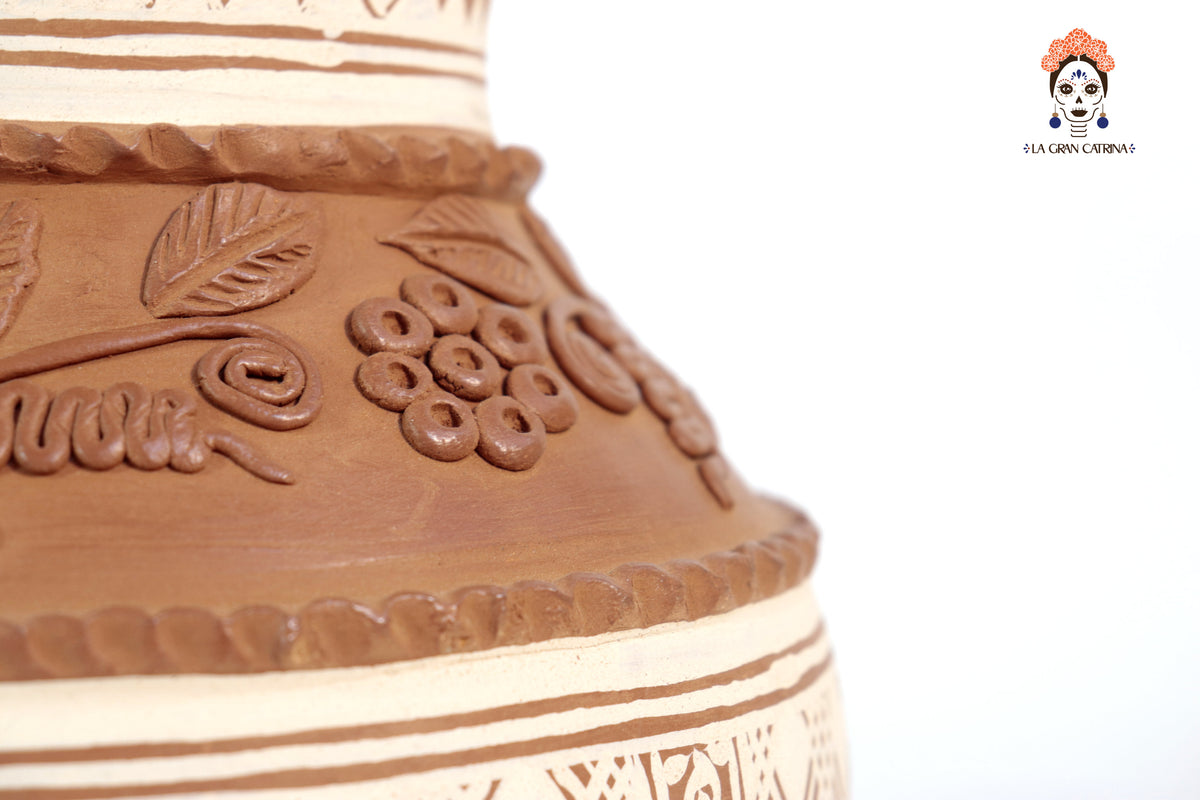 Jarrón Flor de Barro - Patamban - 25 cm. 9.8 in. Artesanía