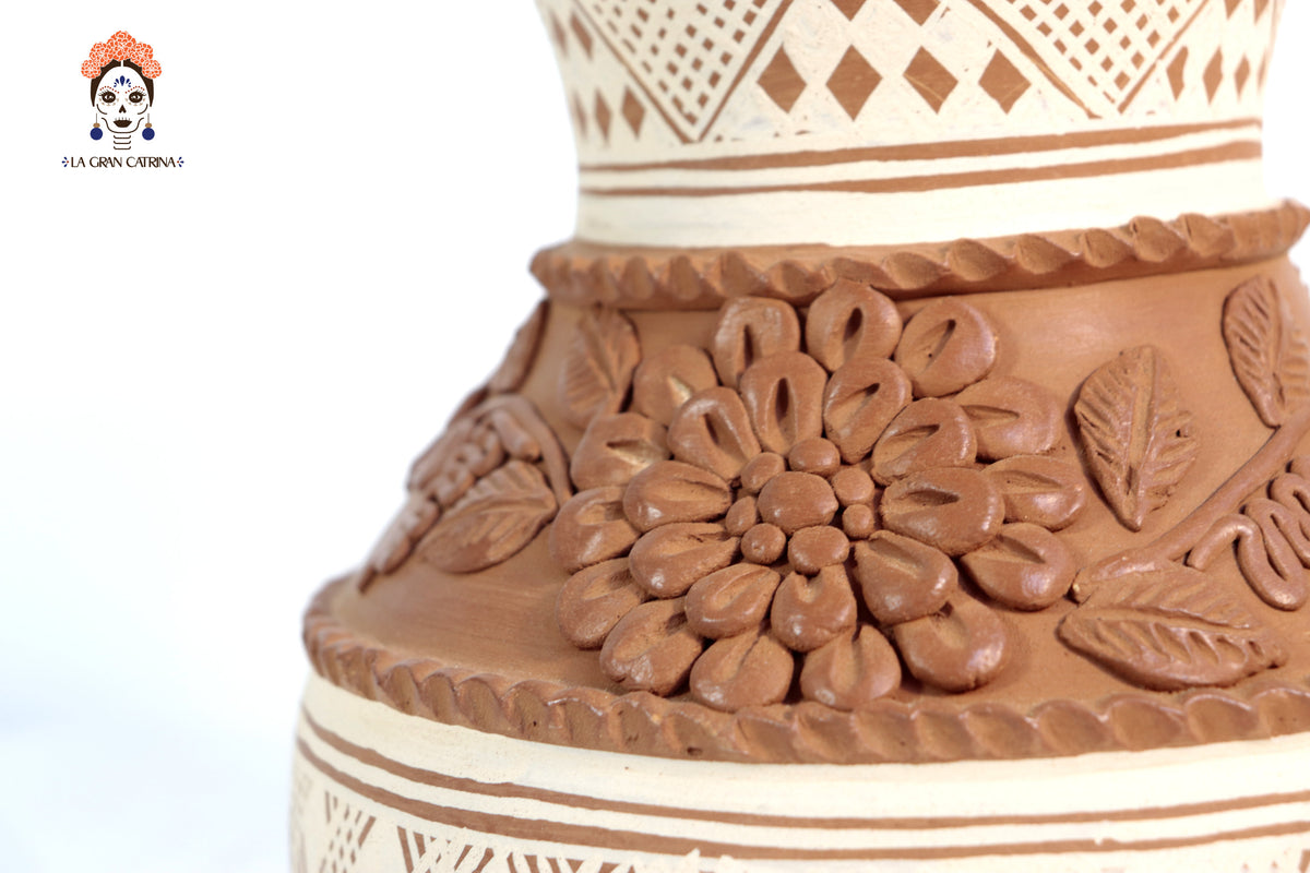 Jarrón Flor de Barro - Patamban - 25 cm. 9.8 in. Artesanía