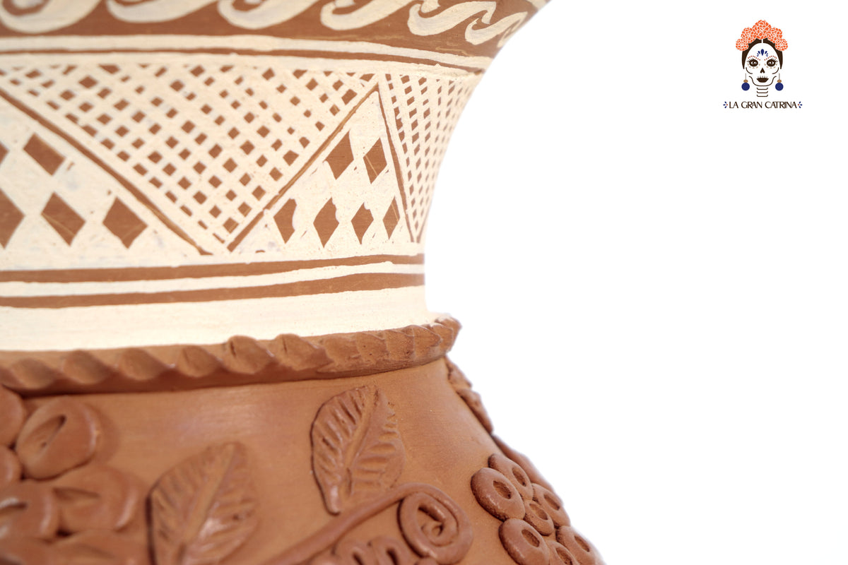 Jarrón Flor de Barro - Patamban - 25 cm. 9.8 in. Artesanía