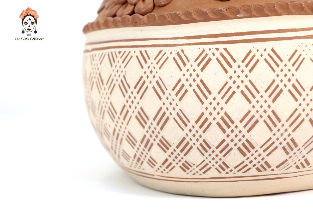 Jarrón Flor de Barro - Patamban - 25 cm. 9.8 in. Artesanía