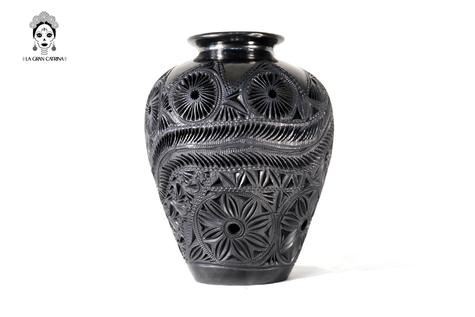 Tibor Artesanal de Barro Negro 35 cm. 13.7 in. Barro negro