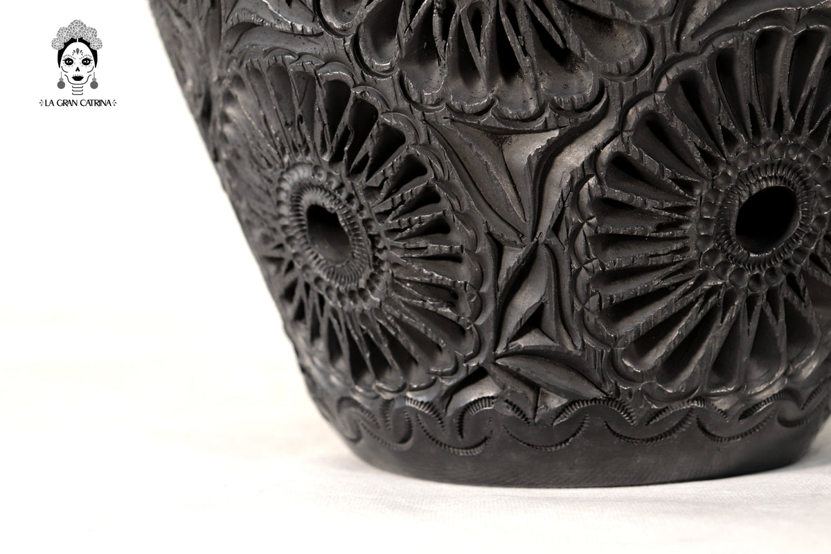 Tibor II Artesanal de Barro Negro 35 cm. 13.7 in. Barro negro