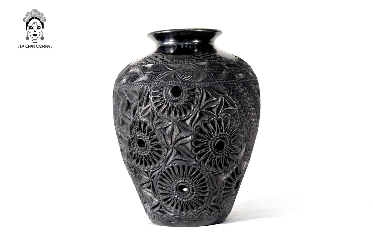 Tibor II Artesanal de Barro Negro 35 cm. 13.7 in. Barro negro