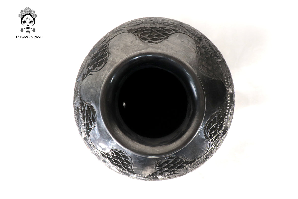 Tibor II Artesanal de Barro Negro 35 cm. 13.7 in. Barro negro