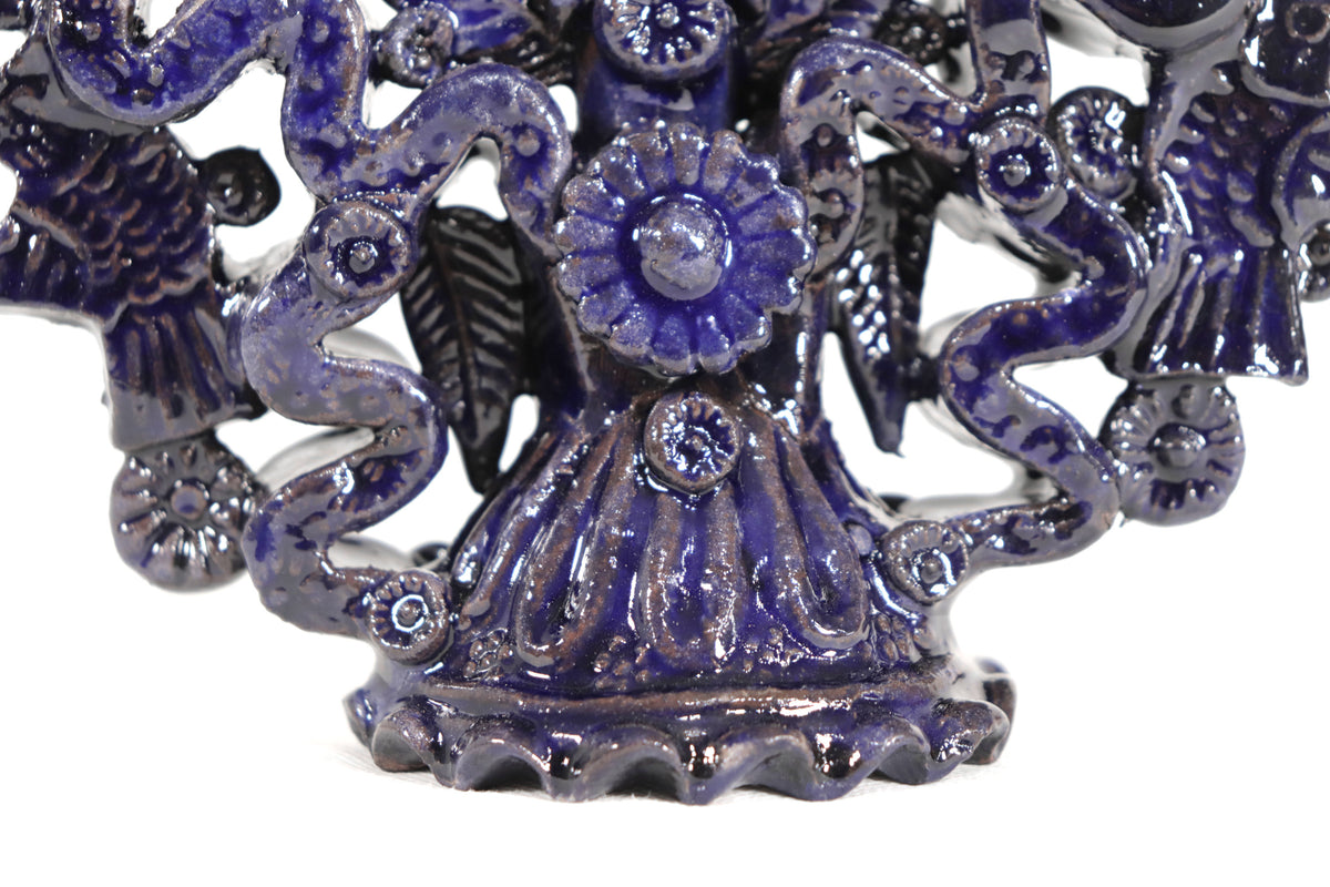 Candelero azul de 9 velas - 28 cm. 11 in.