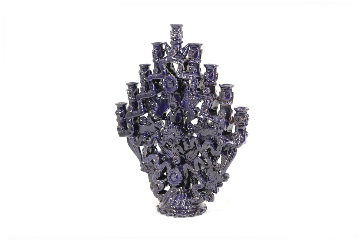 Candelero azul de 9 velas - 28 cm. 11 in.