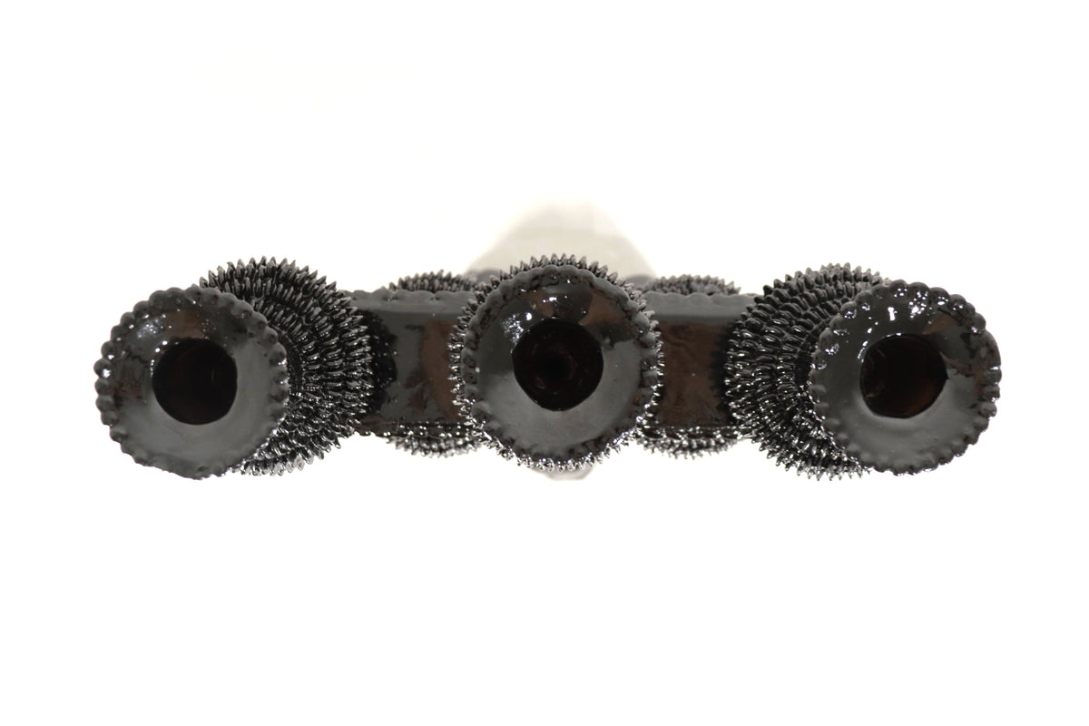 Candelero de 3 velas - Negro de bolas - Barro vidriado
