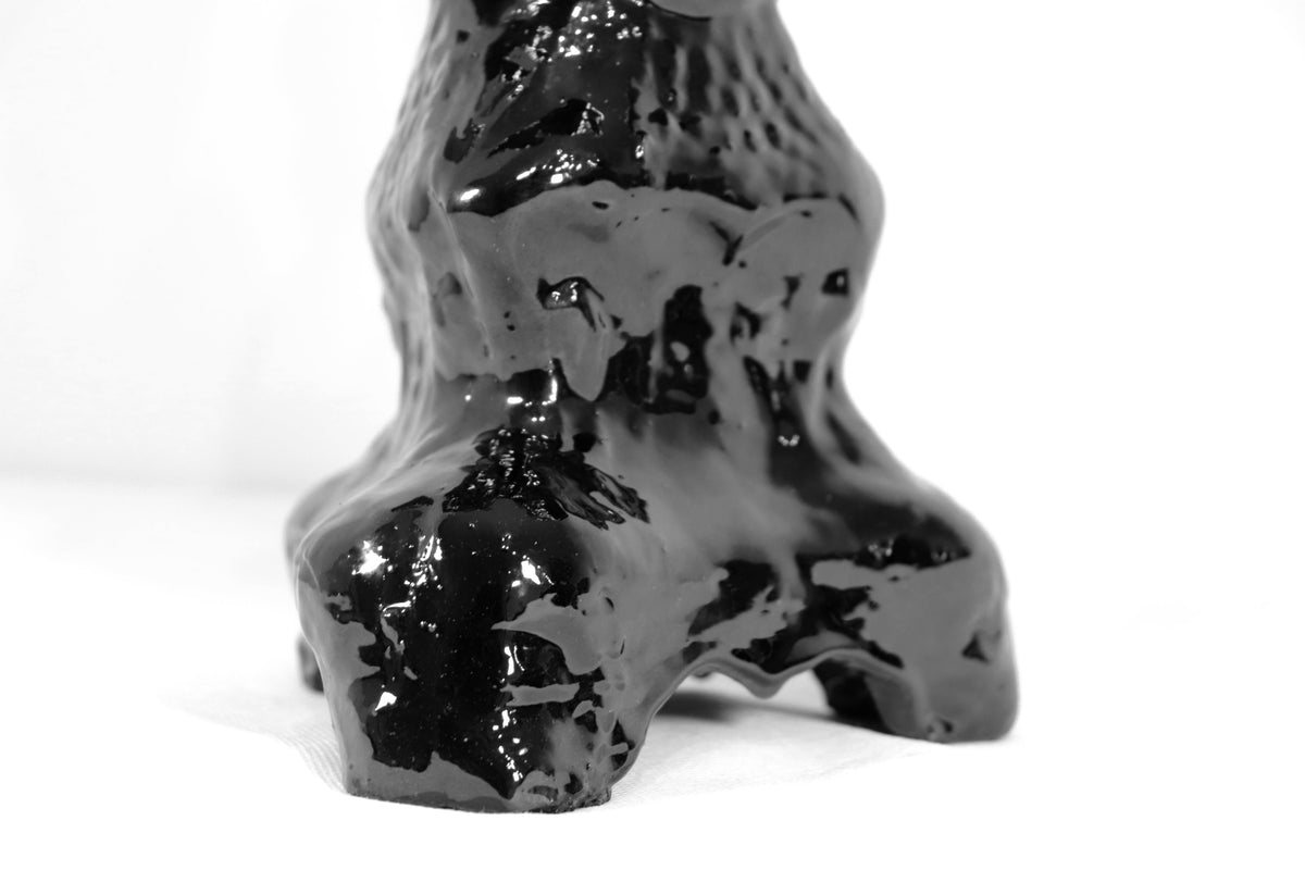 Candelero de 3 velas - Negro de bolas - Barro vidriado