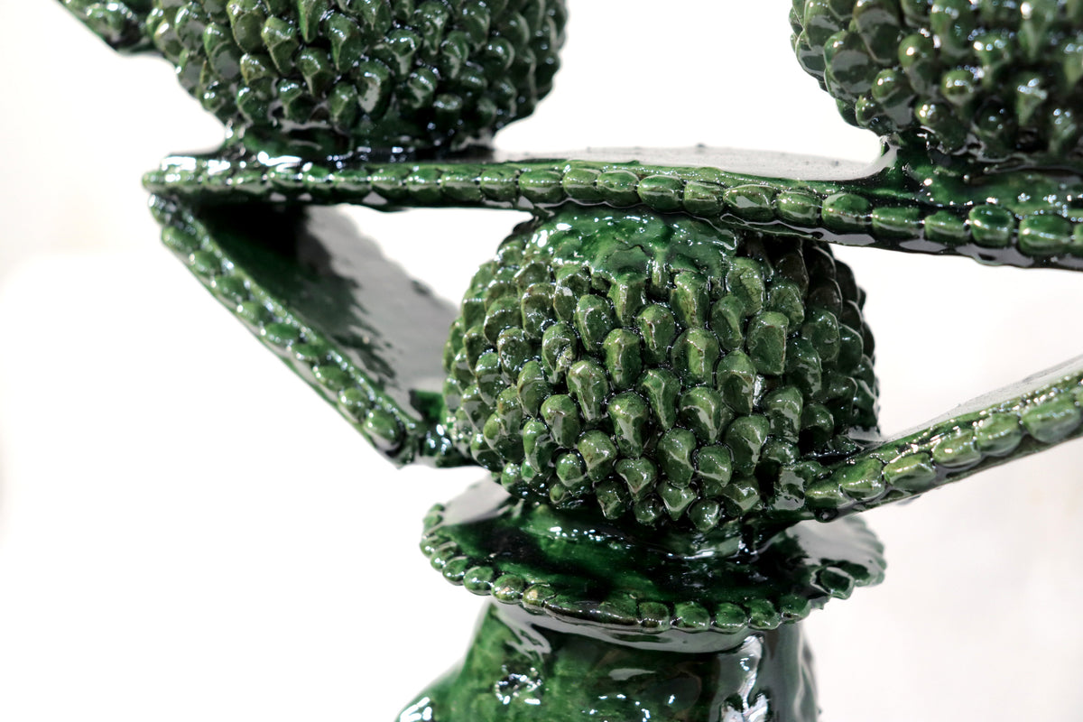 Candelero de 3 velas - Verde de bolas - Barro vidriado Candelabros