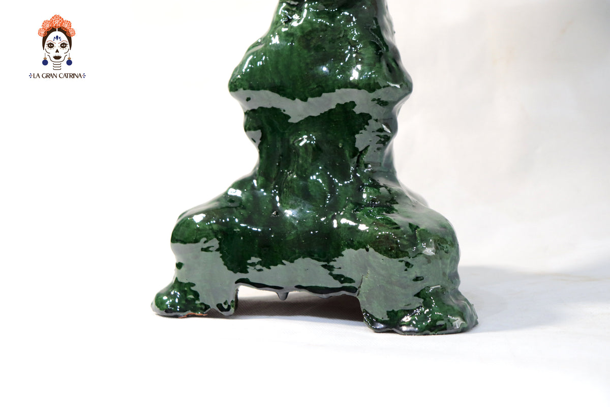 Candelero de 3 velas - Verde de bolas - Barro vidriado Candelabros