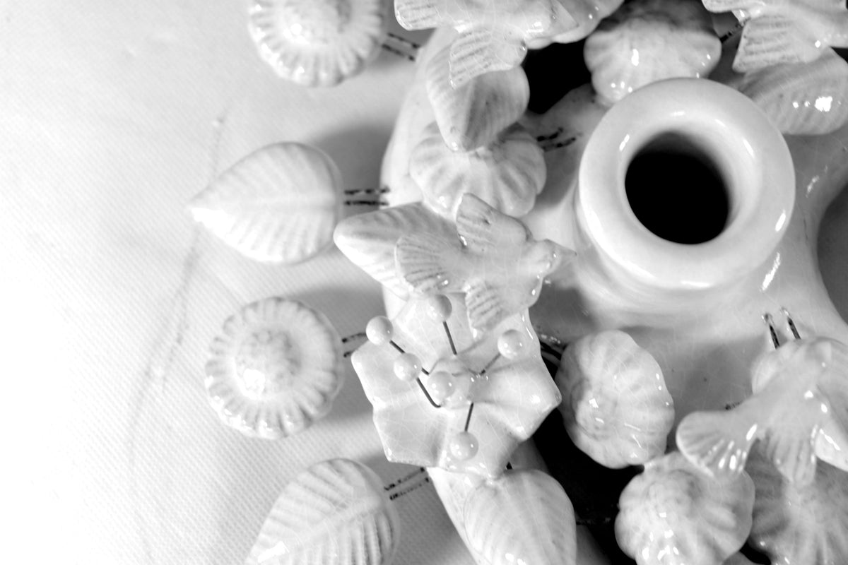 Corona de Adviento Blanca - 35 cm. 13.7 in.