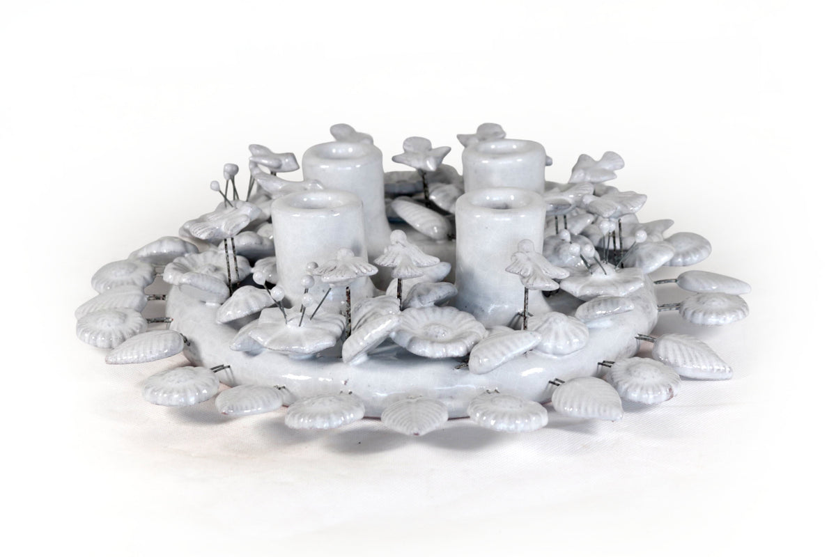 Corona de Adviento Blanca - 35 cm. 13.7 in.