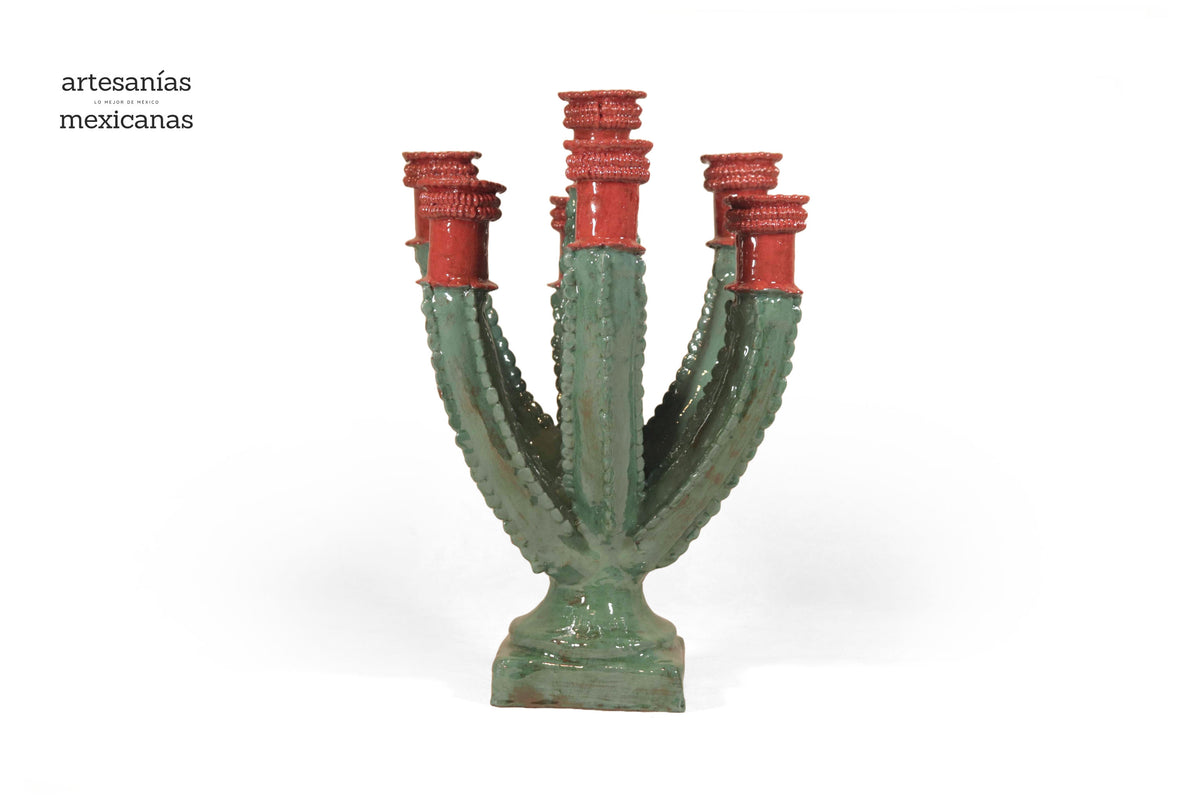 Candelero Nopal Vidriado  - 39 cm 15.3 in