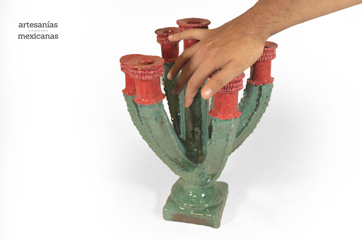 Candelero Nopal Vidriado  - 39 cm 15.3 in