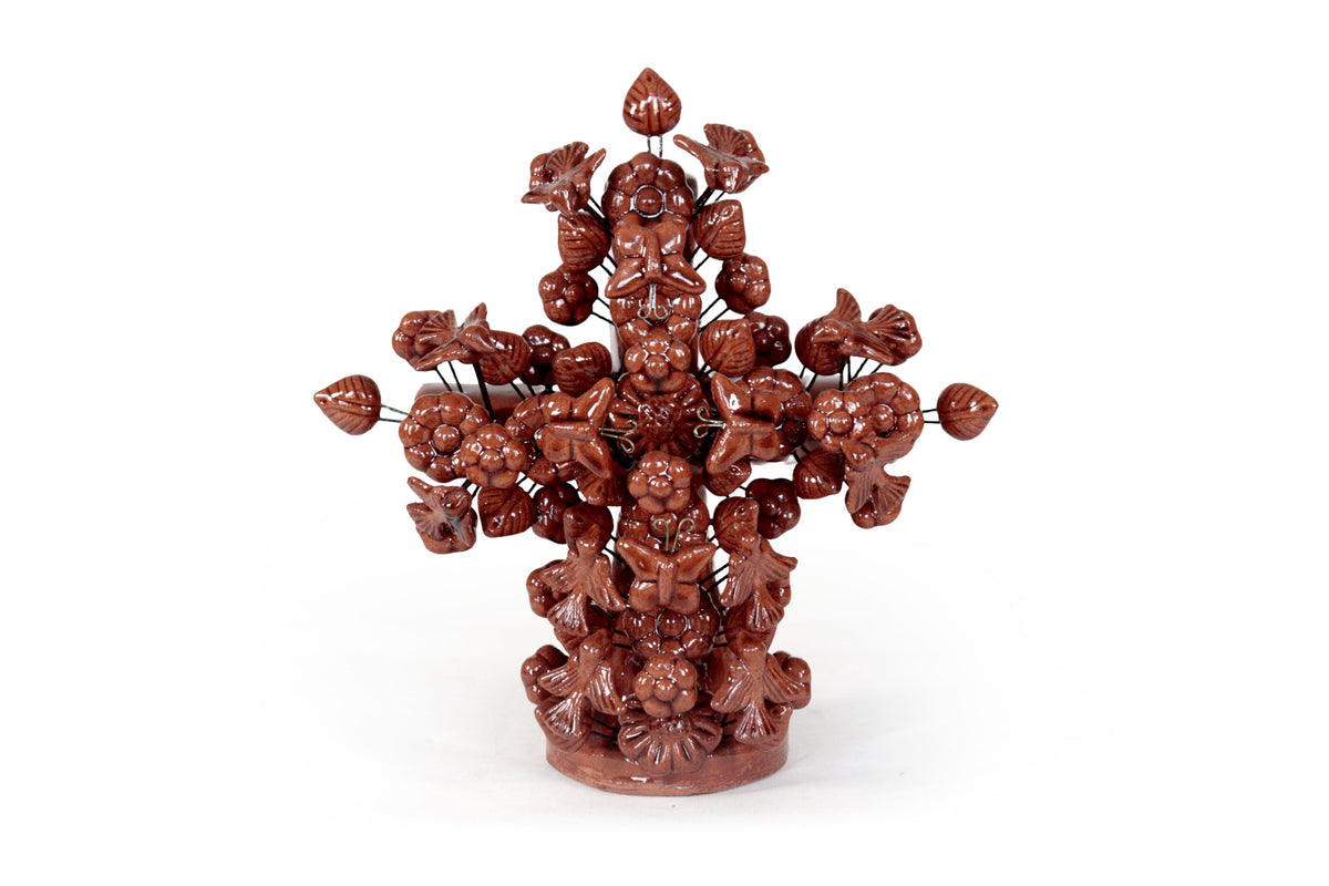 Cruz cafe vidriada de 22 cm. - 8.6 in.