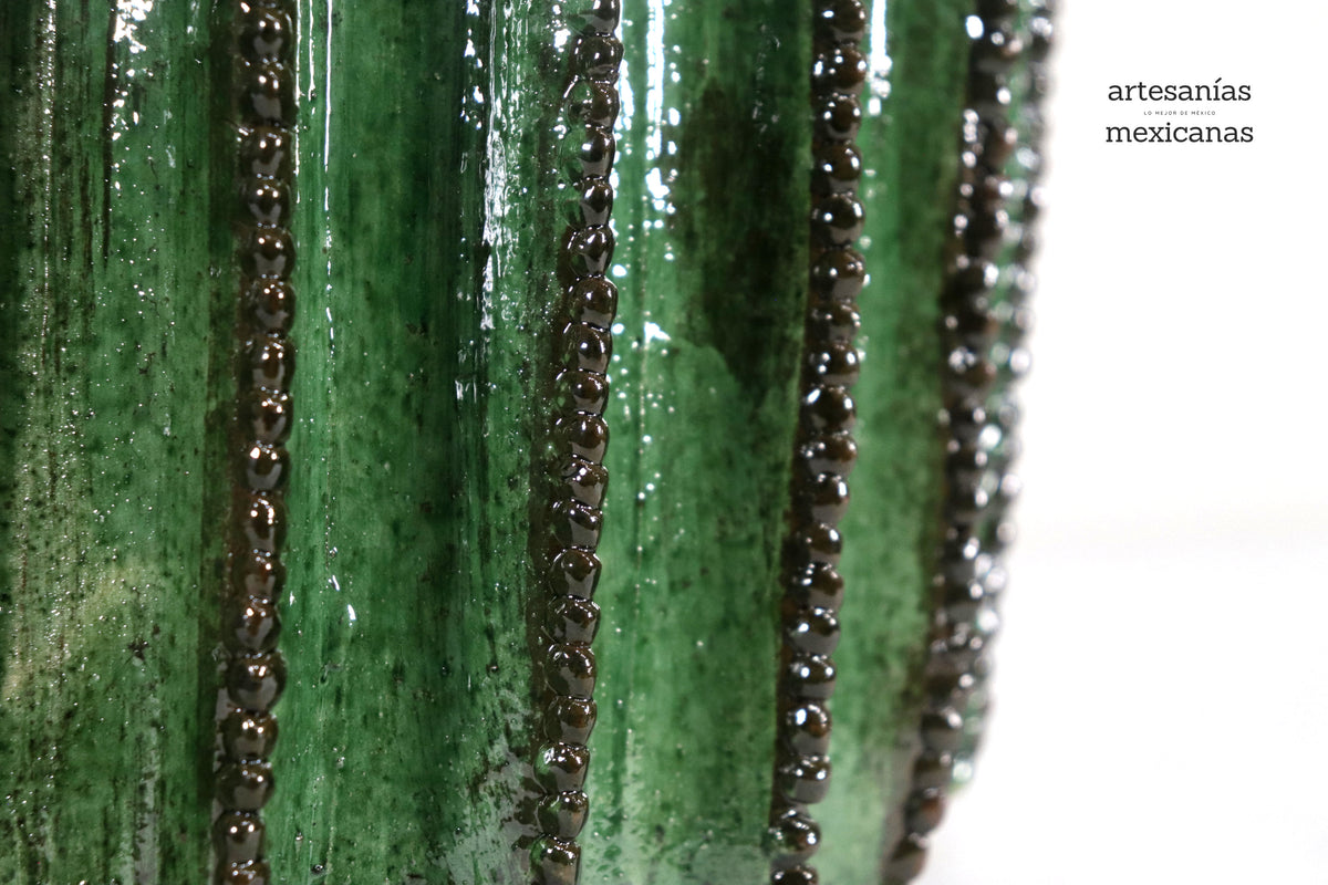 Cactus de barro vidriado 43.5 cm. - Maceta