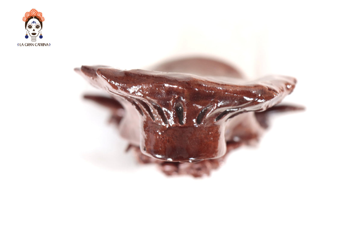 Virgen de Guadalupe - Barro Vidriado color café - 30 Cm. 11.8 in.