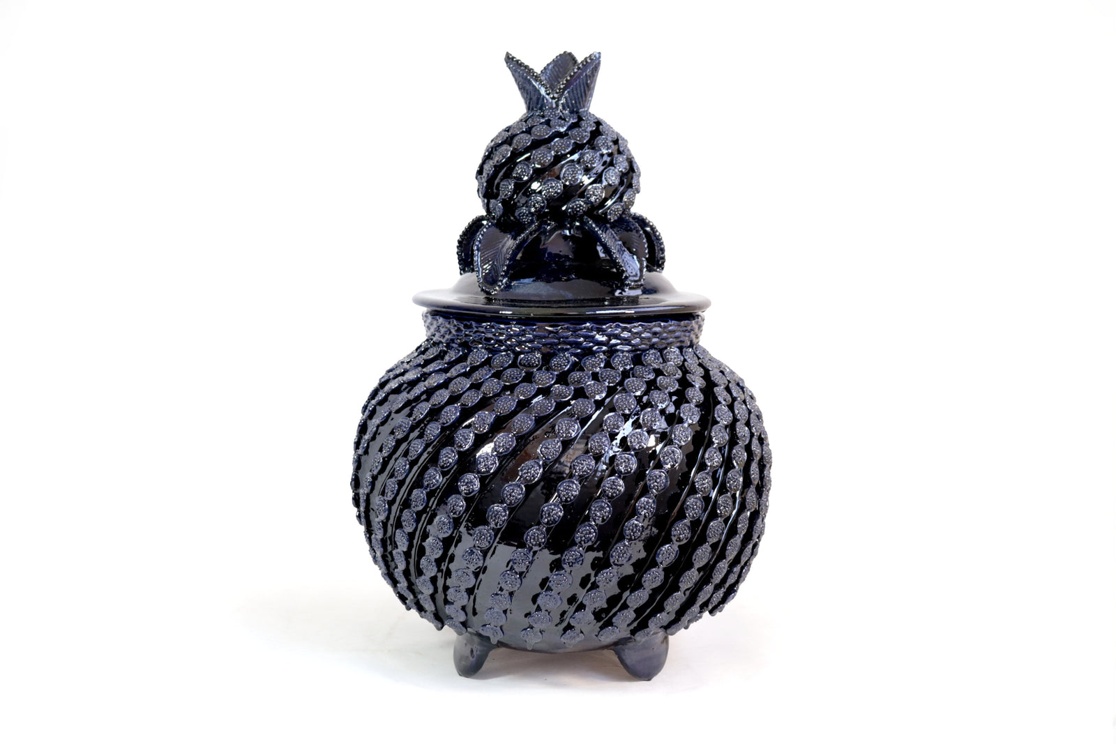 Jarrón azul de Botones en Espiral - 48 cm. 18.8 in. Artesanía