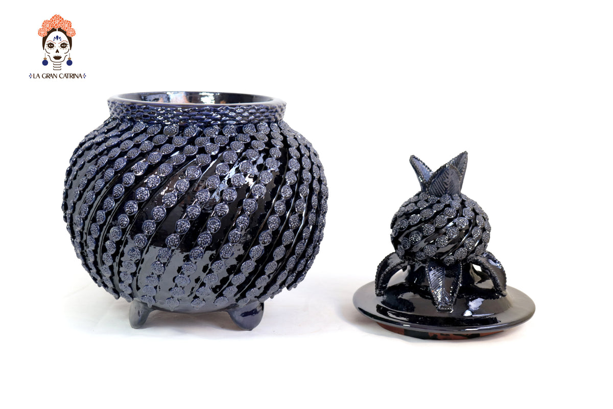 Jarrón azul de Botones en Espiral - 48 cm. 18.8 in. Artesanía