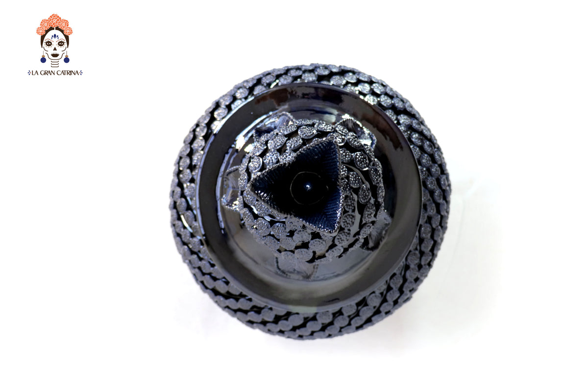 Jarrón azul de Botones en Espiral - 48 cm. 18.8 in. Artesanía