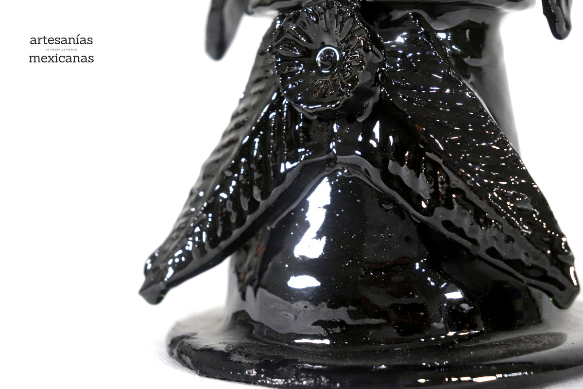 Candelero de 3 velas Negro - 28.5 cm. - Barro vidriado