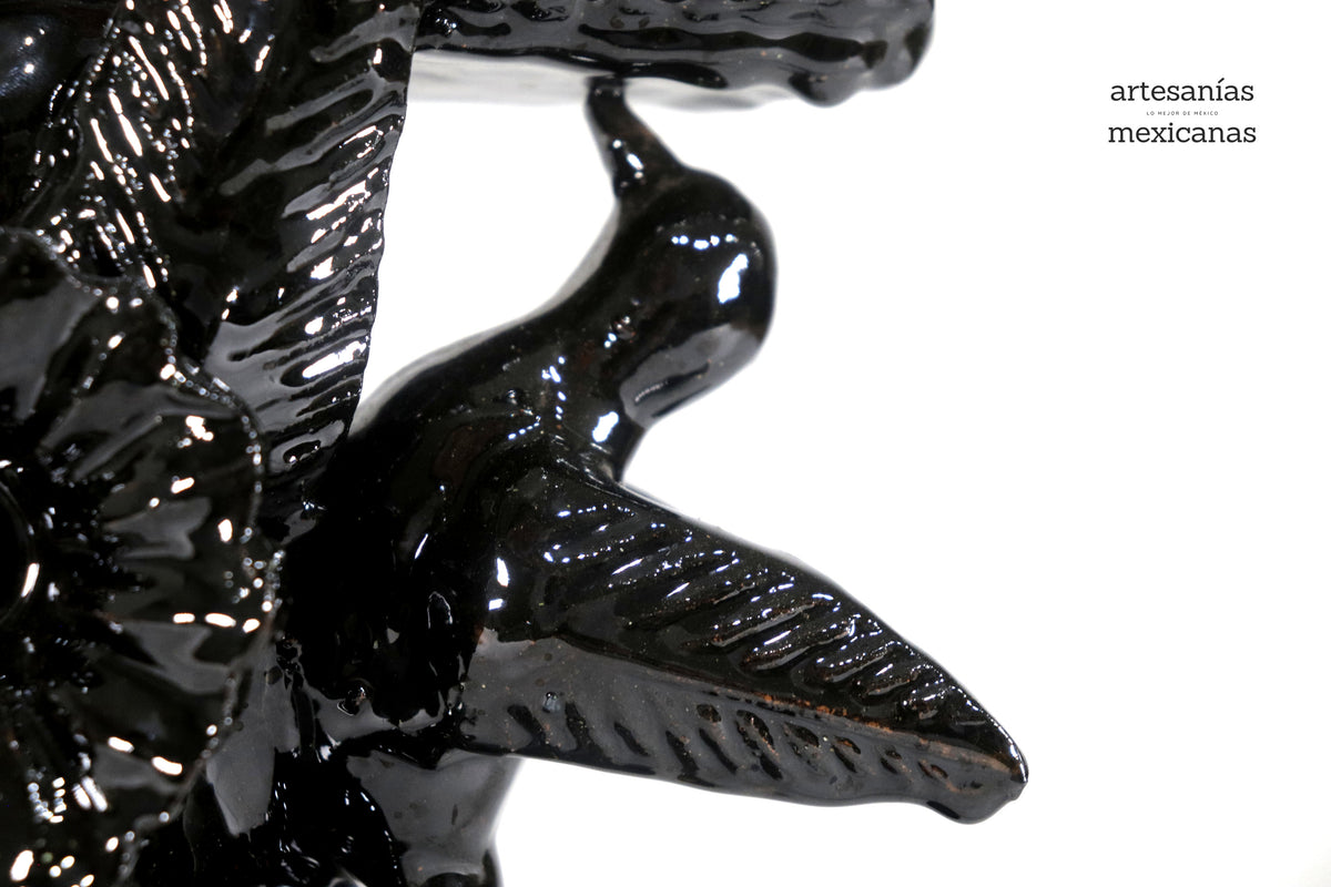 Candelero de 3 velas Negro - 28.5 cm. - Barro vidriado