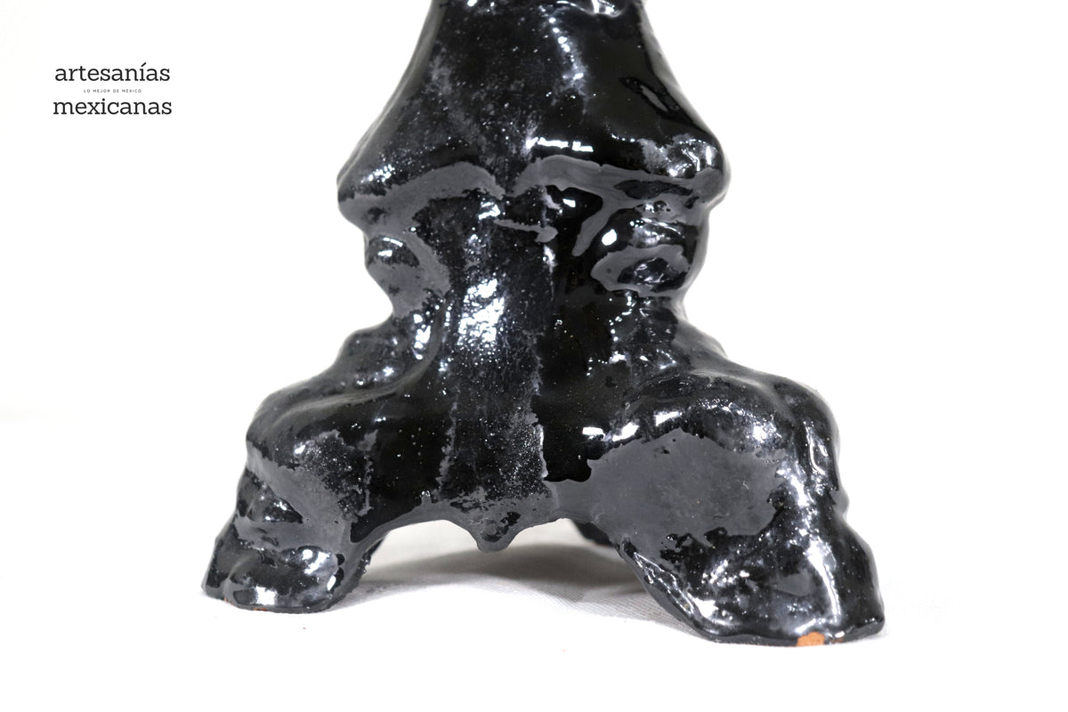 Candelero negro de 5 velas - Barro vidriado - 50 cm. 20 in.