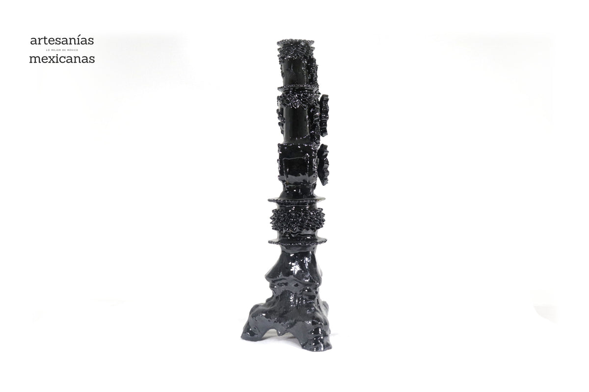 Candelero negro de 5 velas - Barro vidriado - 50 cm. 20 in.